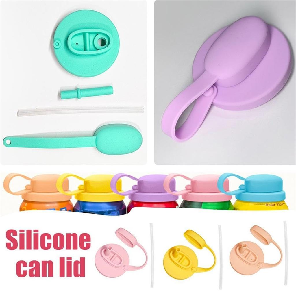 Upgrade Can Lids With Straws,New Reusable Can Lids With Silicone Straws,Silicone Covers, Beer, Juice, Beverage, Fits Standard Cans