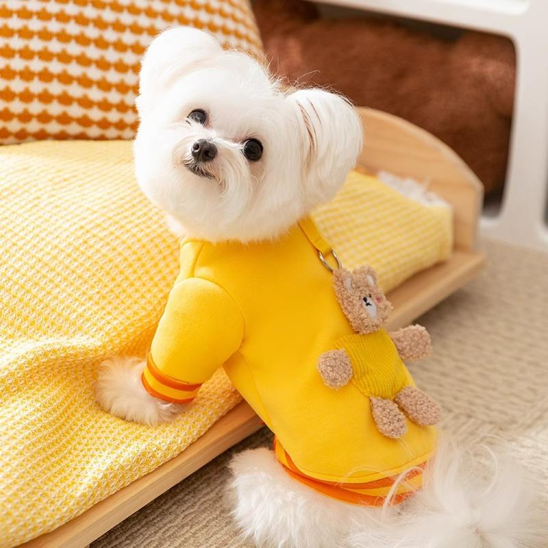 Осенне-зимний теплый и милый свитер с изображением безволосого кота в корейском стиле с карманом в виде трехмерного медведя для двух ног, одежда для собак и домашних животных