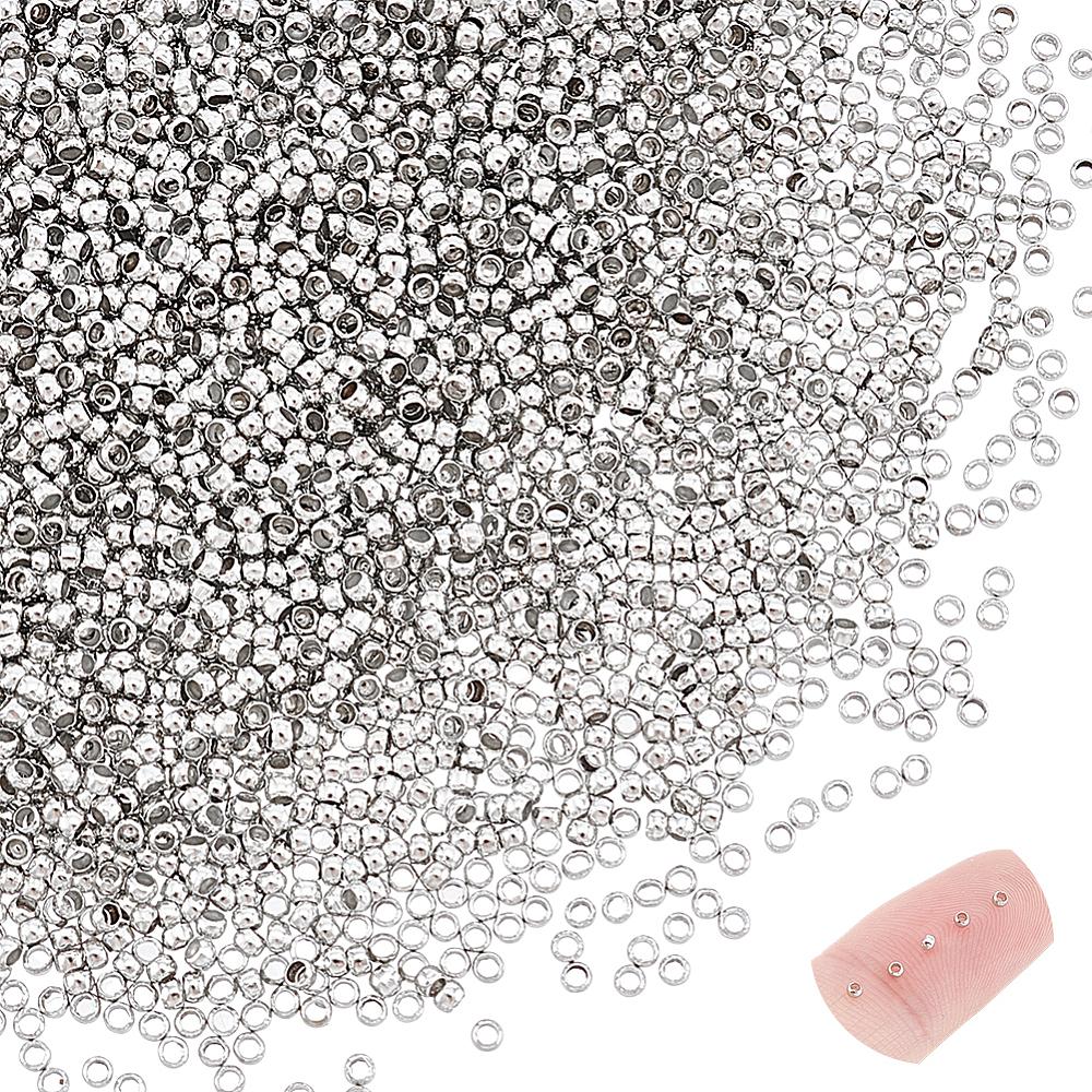 5000Pcs Rondelle Brass Crimp Beads, Rondelle, Platinum, 1.5mm, Hole: 0.5mm, 5000pcs/set