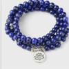 108-Piece 8mm Lapis Lazuli Crystal Lotus OM Eye Buddha Agate Bead Bracelet Necklace Pendant