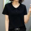 Women's 2024 Fashionable Short-Sleeve Polo Collar T-Shirt - Slimming, Age-Reducing, Loose Fit Mother's Wear
