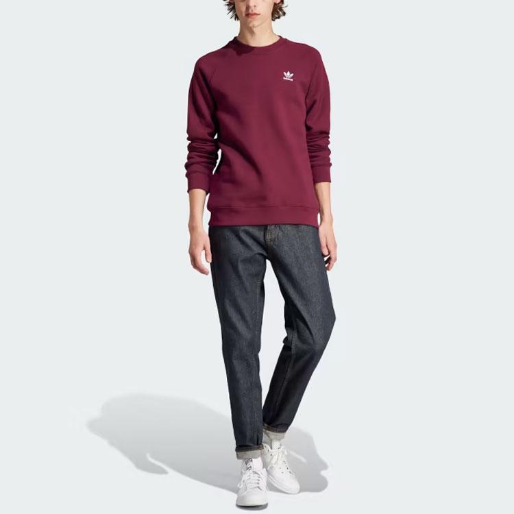 adidas Мужская толстовка с круглым вырезом Originals Trefoil Essentials, однотонная, с логотипом, длинный рукав, топ Бордовый II5793