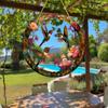 20CM 2D Flat Hummingbird Flower Color Art Translucent Round Window Hanging Decorative Acrylic Decorative Sun Catcher Parasol for   Garden Gift
