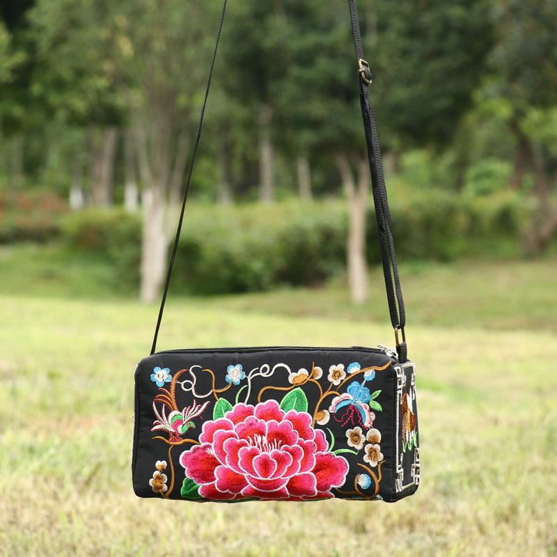 Yogodlns Сумка через плечо в этническом стиле Юньнань, сумка через плечо с цветочной вышивкой, парусиновая сумка для отдыха, простая женская трехслойная сумка через плечо