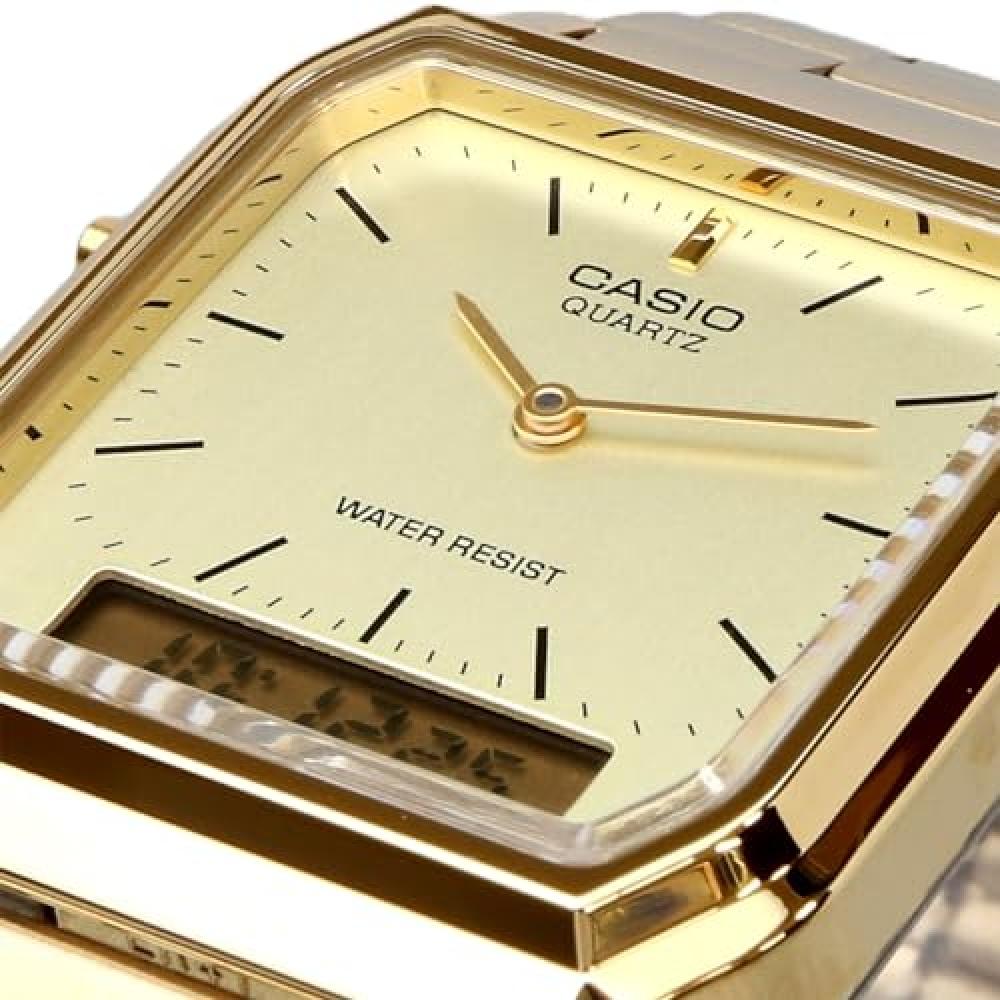 Casio Часы кварцевые CASIO ANA-DIGI Vintage Series AQ-230GA-9DMQ Unisex Dual Time Gold Overseas Model