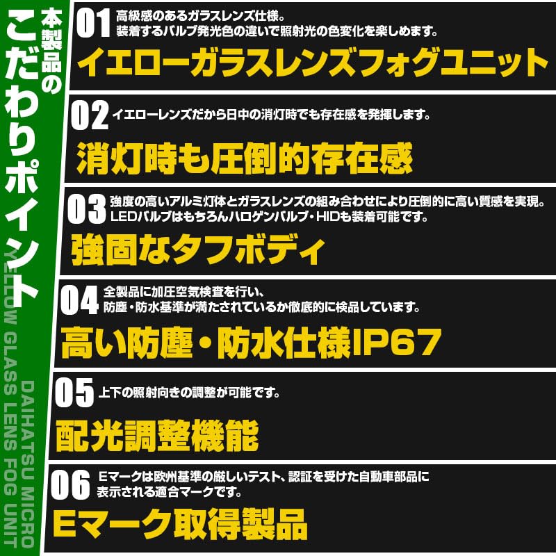 Pikakyu Micro Glass Lens Fog Lamp Unit for Daihatsu Converts To and H16 Replaces OEM LED Fog Compliant Model 66165 Vehicles, H8, H11, Bulbs, Lamps,