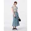 Light Denim Flared Maxi Skirt+ec  Short Length 