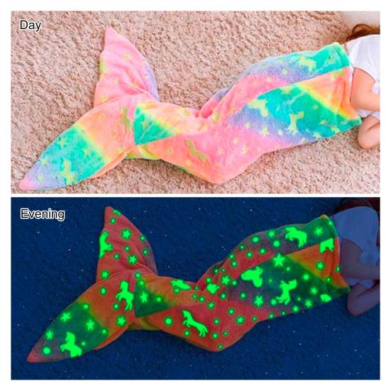 Одеяло «Хвост русалки», спальный мешок, мягкий фланелевый, светящийся в темноте, носимый спальный мешок, реквизит для фотосъемки, одеяло для домашнего детского сада