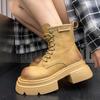 Thick-soled Heightening Martin Boots Women's Retro Boots Small Casual Rhubarb Mountaineering Boots