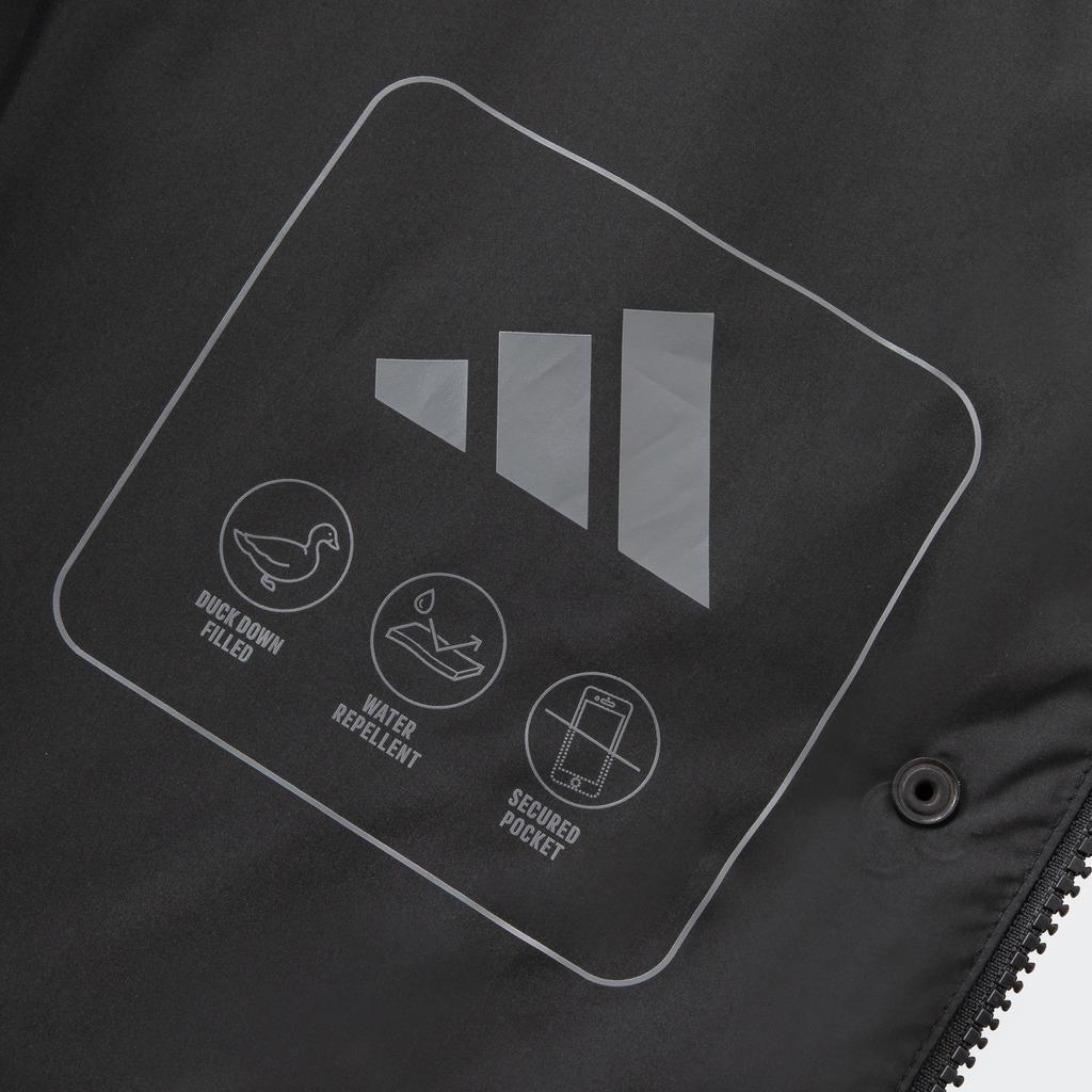 Adidas Длинная пуховая куртка, водонепроницаемая, теплая, спортивная, повседневная, с капюшоном, с длинным рукавом, женская куртка, черная JV6197