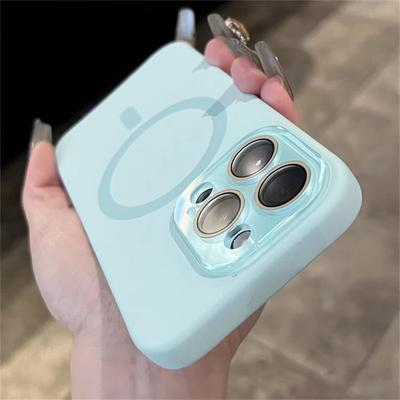 Жидкий силиконовый магнитный чехол для iPhone 16 15 13 14 12 Pro Max для беспроводной зарядки Magsafe, однотонный ударопрочный чехол для телефона