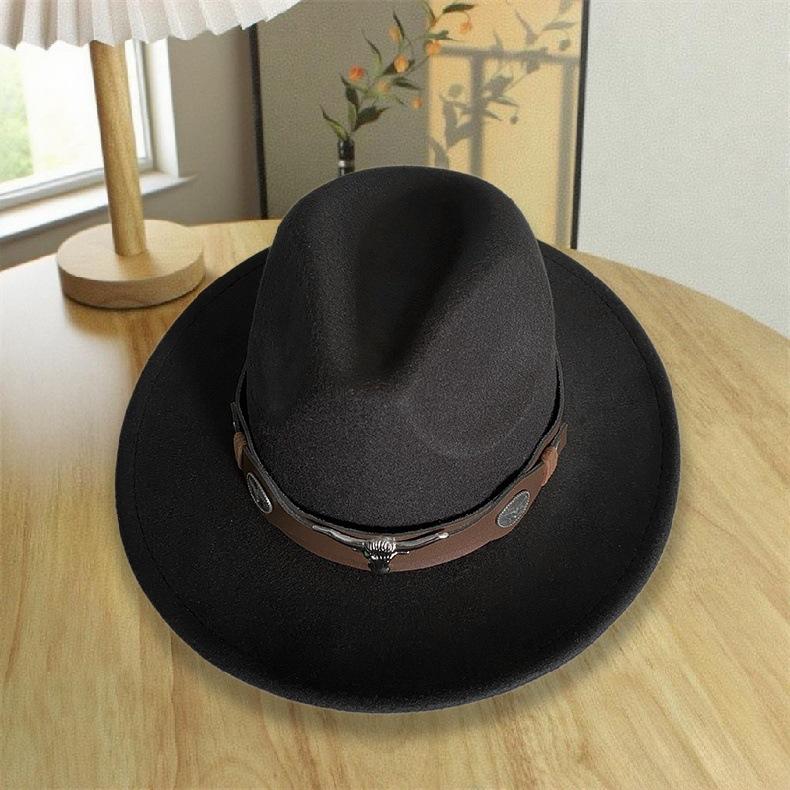 Autumn and winter trendy Internet celebrity western cowboy hat men and women versatile big head circumference wide brim grassland Mongolian knight hat