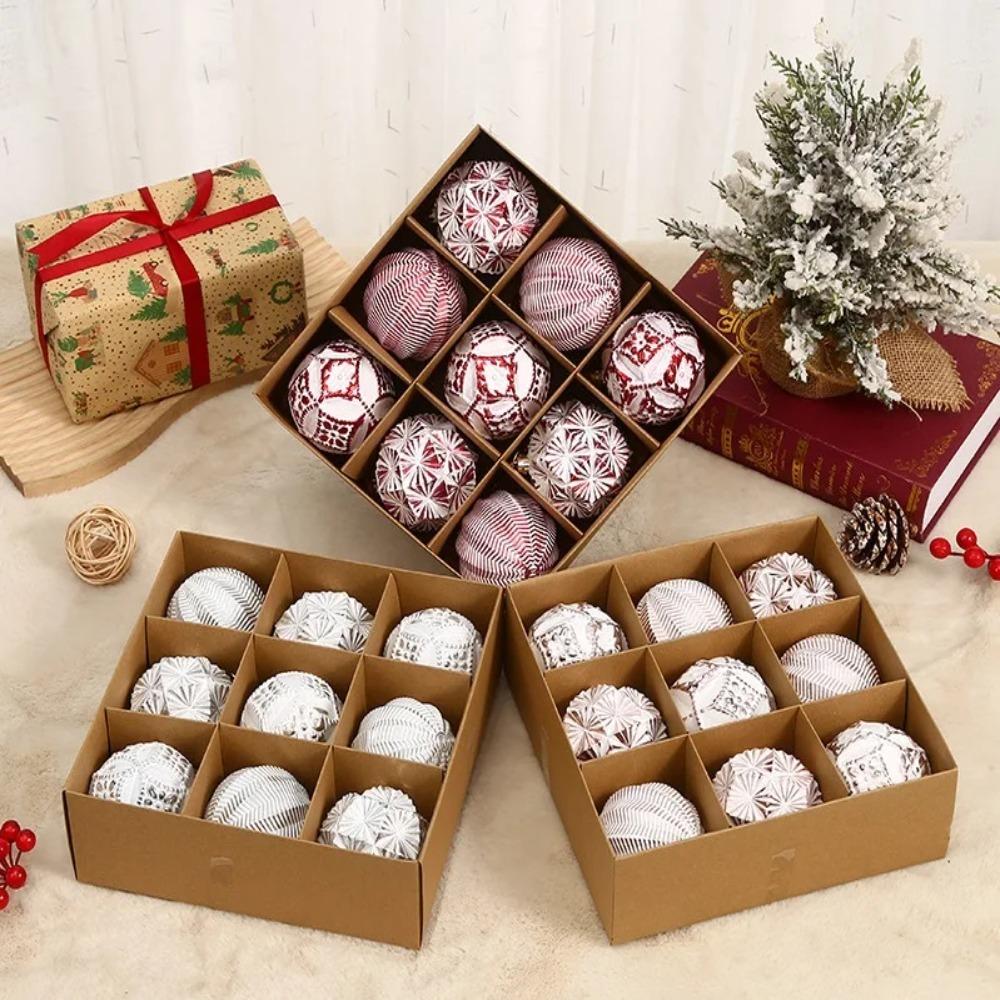 9pcs Shatterproof Electroplated Hanging Balls 8cm Christmas Tree Ornaments New Year Decoration