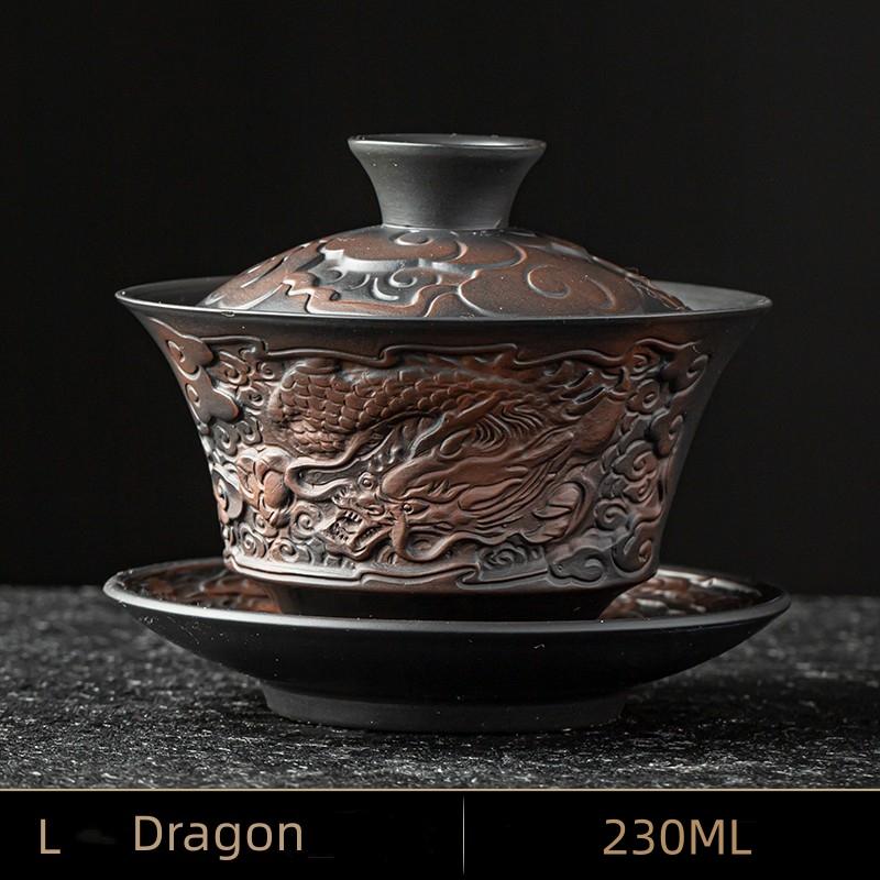 Высококачественный китайский чайный сервиз из фиолетовой керамики, гайвань, чайные чашки, крышка, миска, традиционная ручная заварка чая, чайная чашка, чайная чаша