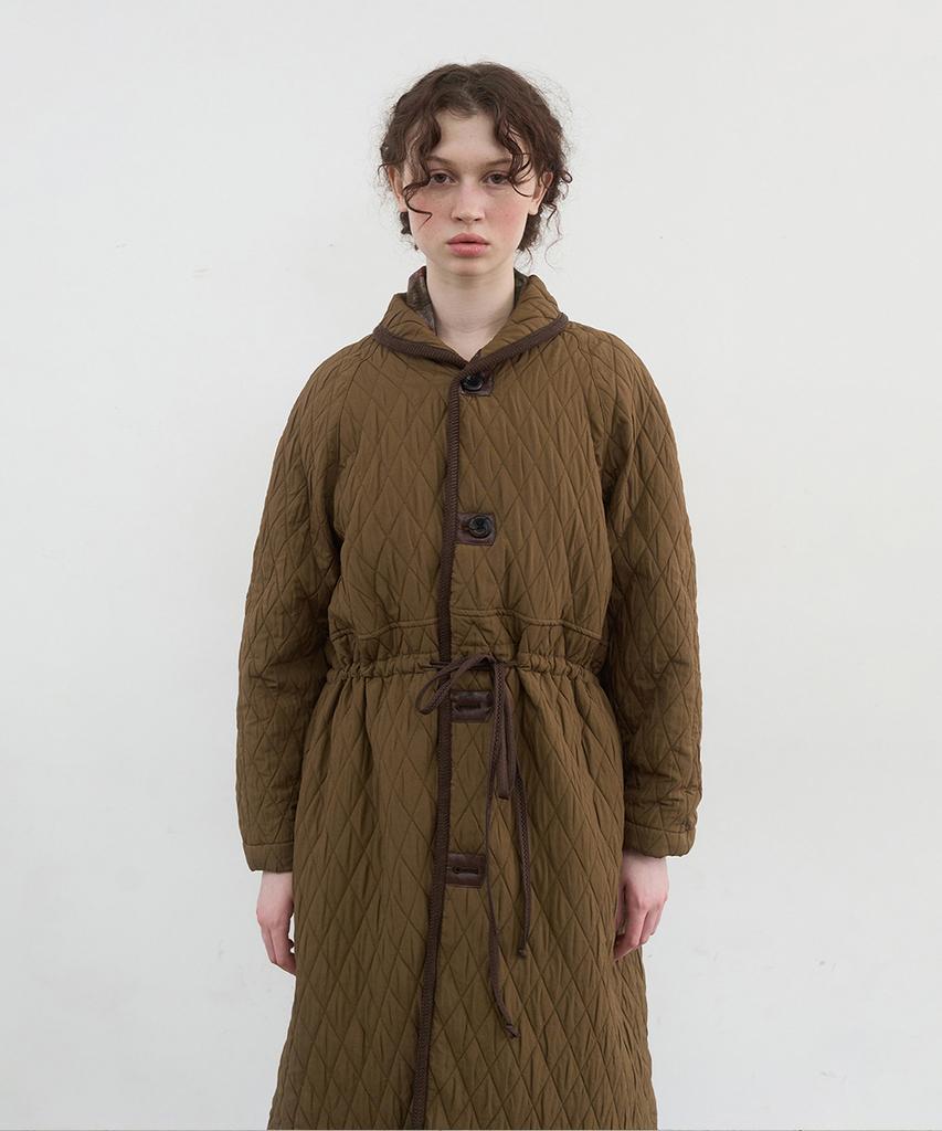 NOCONTENT 428.Quilted Long Coat_Brown