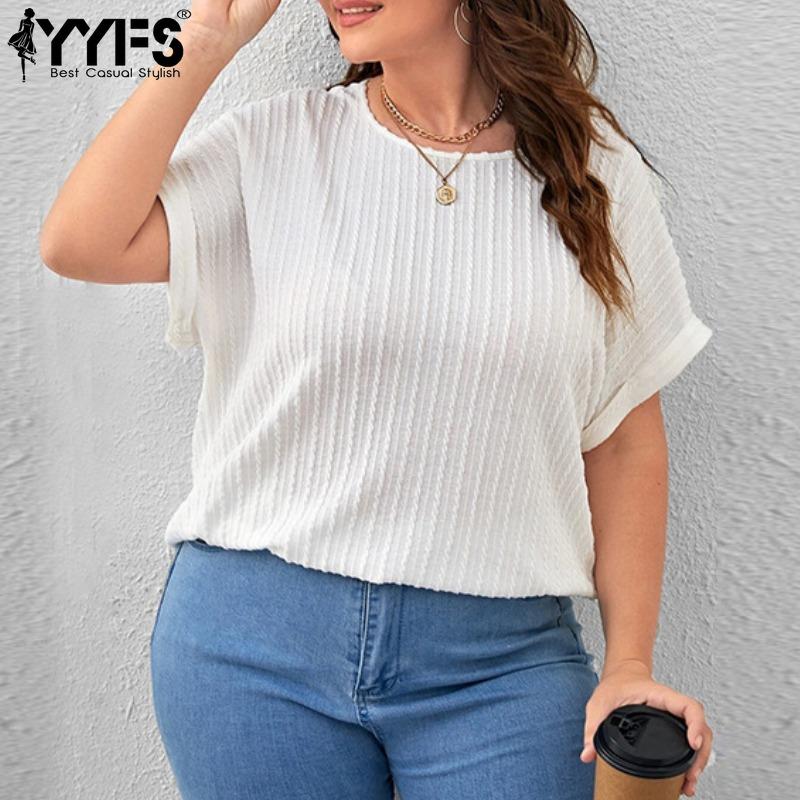 YYFS Women's Fashion Casual Summer Spring Stripe Print Short Sleeve O-Neck Blouses & Shirts