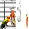 Birds Food Holder Stainless Steel Parrot Vegetable Fruit Feeder Birds Treat Hanging Basket Parrot Foraging Toy