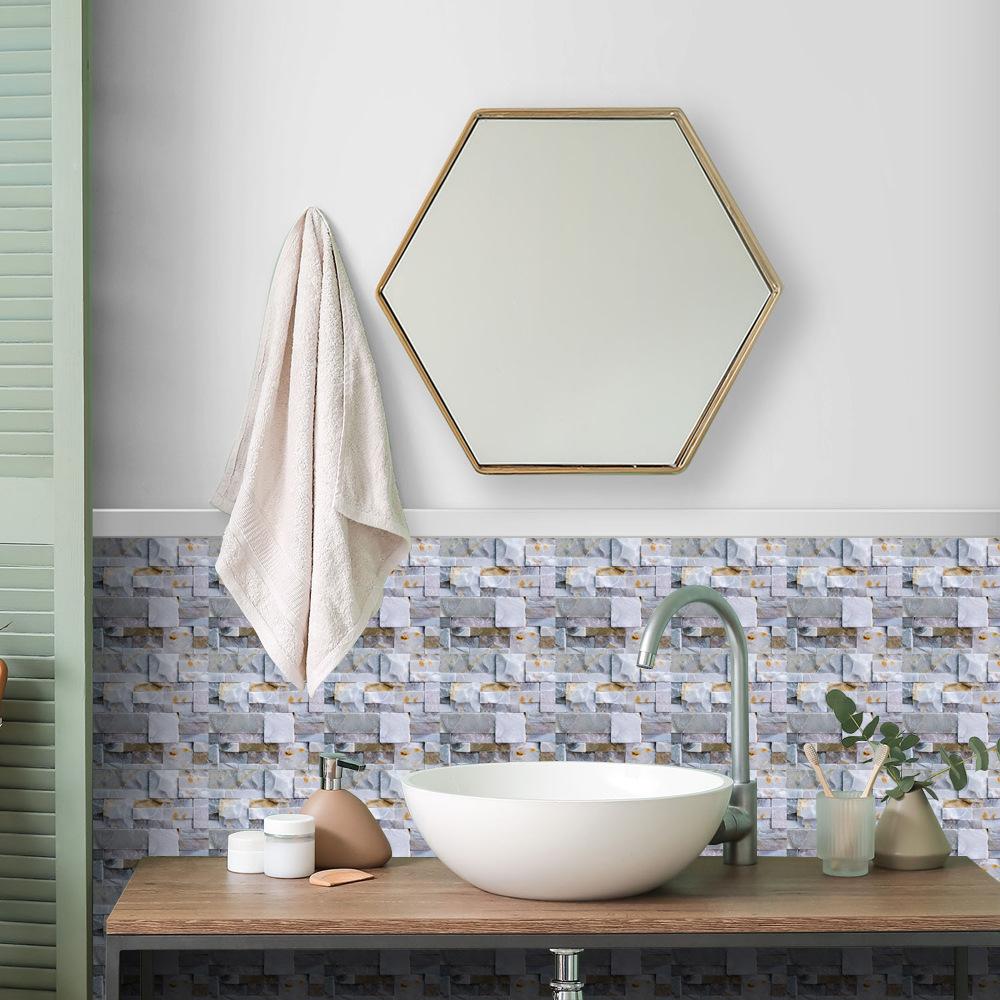 10 шт., наклейка на цементную, кирпичную, мраморную плитку, кухонный фартук, маслостойкая ванная комната, умывальник, пилинг и палка, водонепроницаемые художественные наклейки на стены