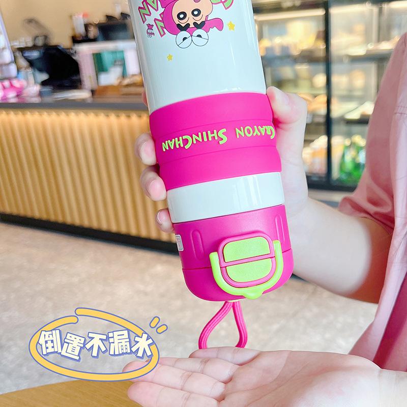 New water cup for primary school students to go to school, double drinking straw accompanying cup
