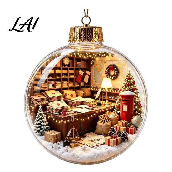 Party Atmosphere Hanging Balls Glowing Christmas Story Ornament Light-Up 3D Ball with Warm LED Mini Decor for Living Room Holiday Scene Clear