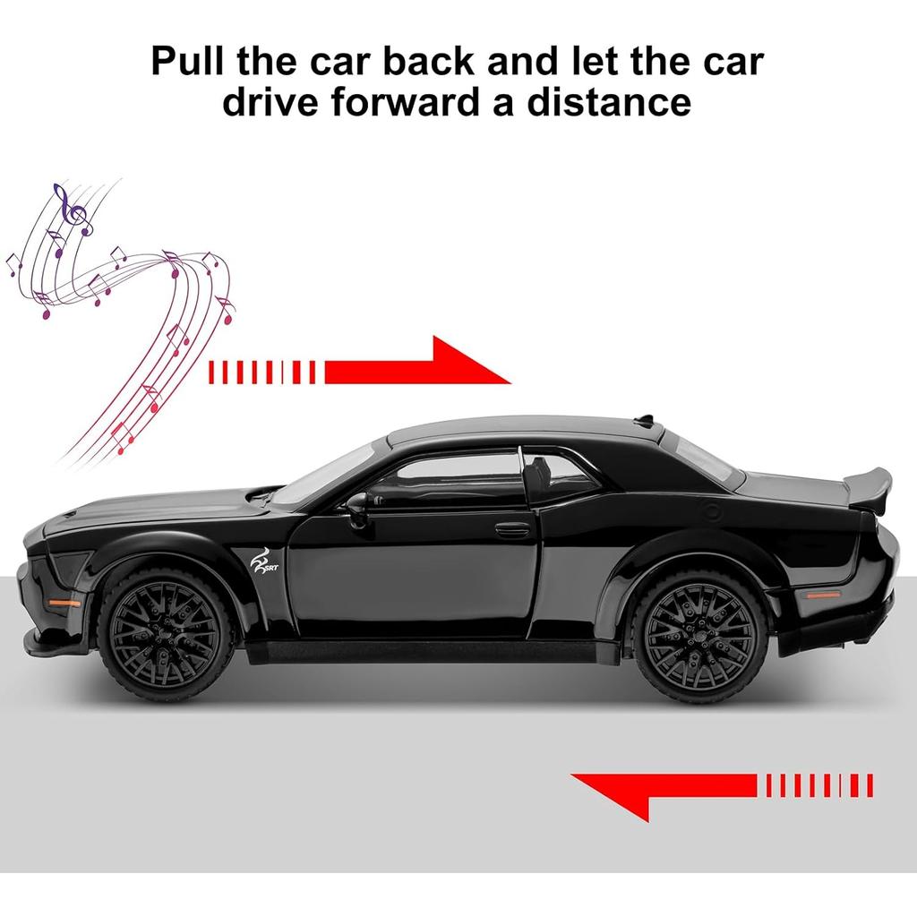 Масштаб 1/32 Dodge Hellcat Challenger Die Cast Metel Pull Back Model Car Hellcat со звуком и светом Hellcat Car Toy Car Toy Gifts для детей от 3 лет и старше