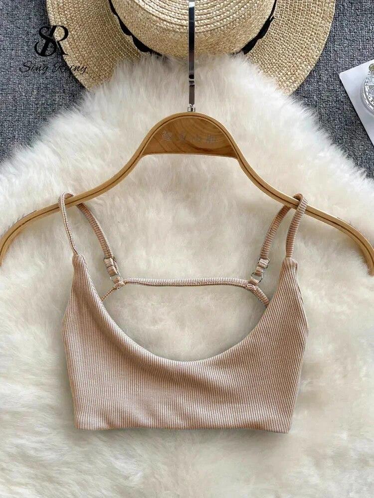 Летняя сексуальная майка с открытой спиной, женский тонкий пляжный топ на бретельках 2024, уличная одежда без рукавов, чувственная майка на бретелях в Корейском стиле