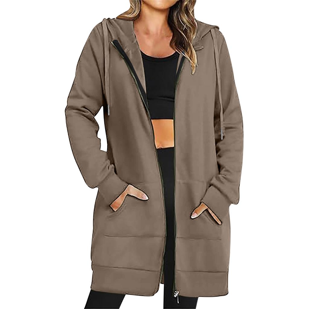 Women's Zip Up Hoodies Oversized Fleece Long Pullover Hooded Sweatshirts Casual Long Sleeve Fall Hoodie Jacket