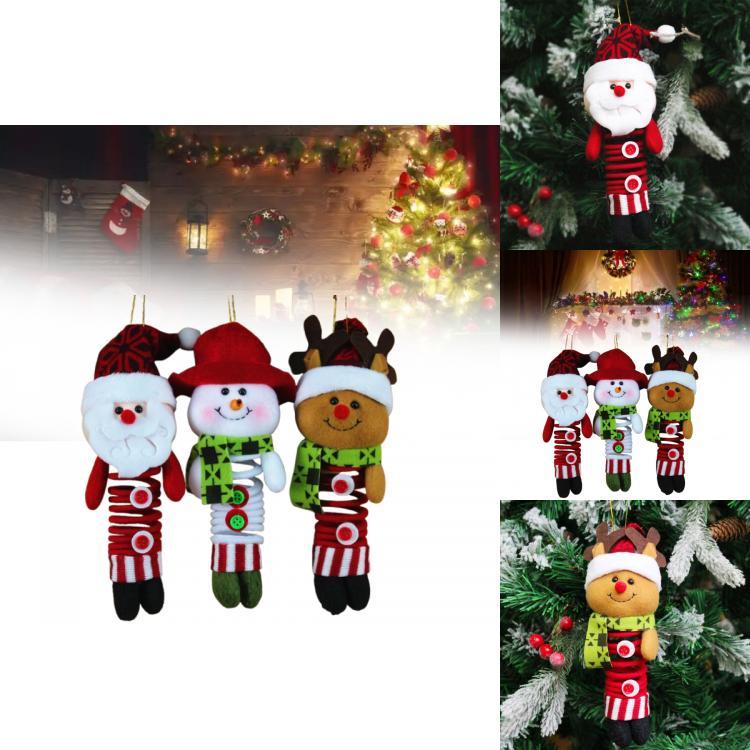 Christmas Decor Santa Snowman Reindeer Fabric Swinging Ornament For Holiday Tree