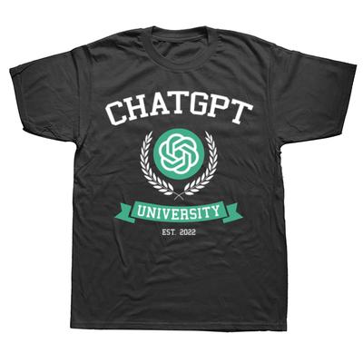 ChatGPT University Code Chat GPT Developer Programmer Coder Художественное произведение Креативная графика Унисекс-топы Think Less Letters Футболки