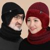Knitted Hat Winter Elderly Hat Women Winter Velvet Warm Wool Hat Men Ear Protector Scarf