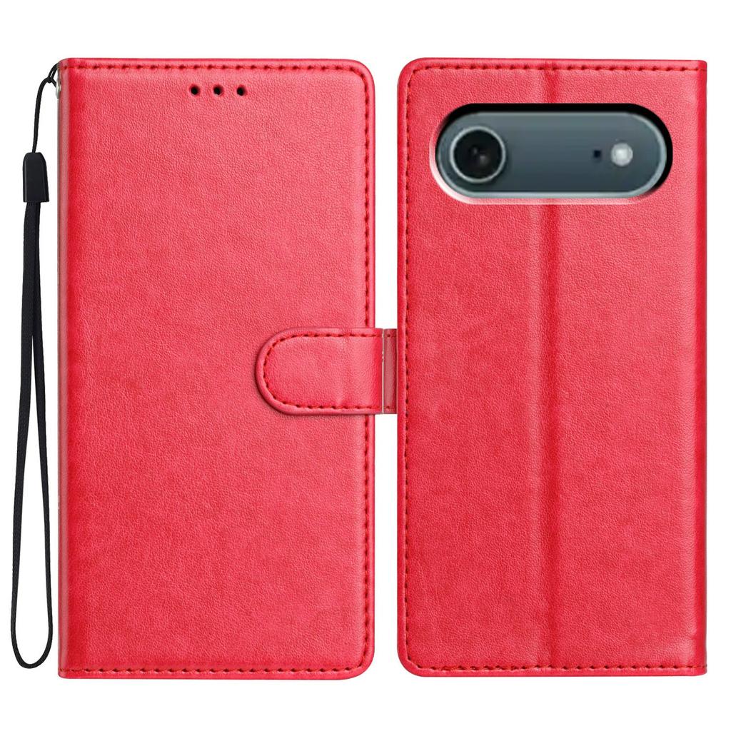 For iPhone 17 Air Leather Case Wallet Stand Phone Cover with Handy Strap