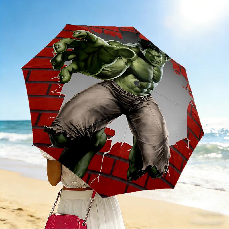 Hulk Break Wall 8 Ribs 3Fold Black Glue Uv Protection Umbrella Sun Protection Rainproof Compact Folding Umbrella For Travel Daily Use C924701