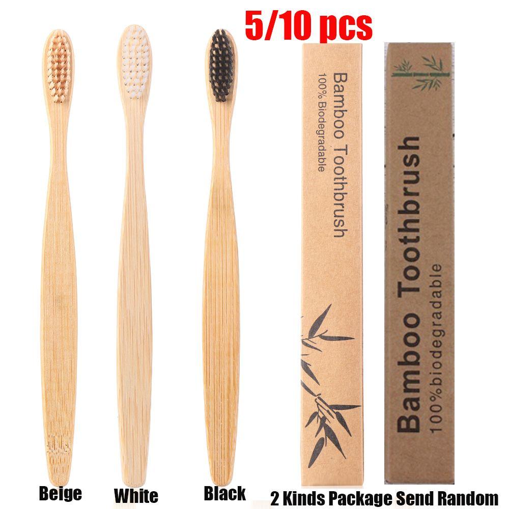 Взрослая радужная разноцветная зубная щетка для ухода за полостью рта из бамбука Экологичная мягкая волокнистая щетина