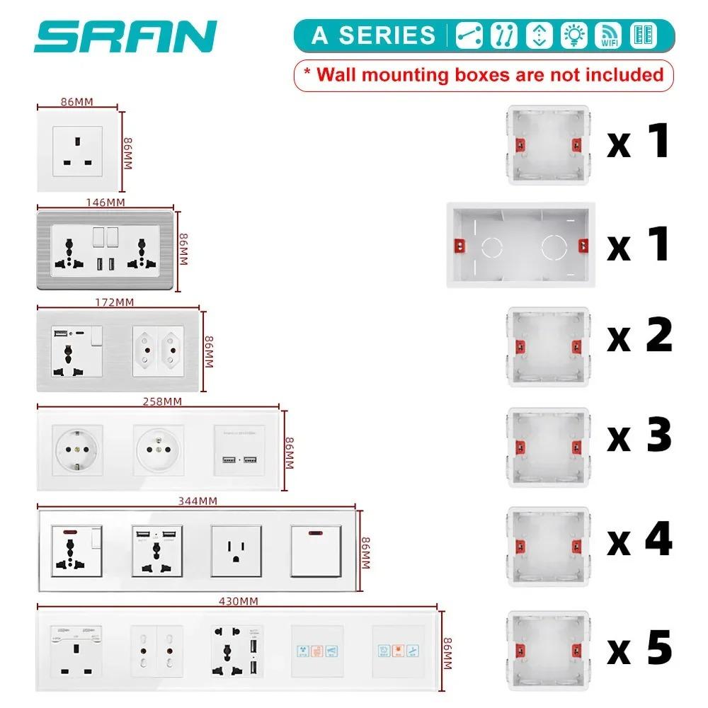 Настенная розетка 16А ЕС с USB Type C зарядкой 5В 2А, светодиод ВКЛ/ВЫКЛ, панель из ПК 86*86мм, USB-розетка в стену для дома