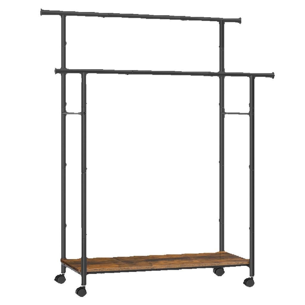 SONGMICS HOME Вешалка для одежды, Вешалка для одежды на колесиках, Портативная вешалка для одежды, с 1 перекладиной для подвешивания одежды, Крючки в форме спичек