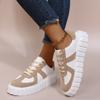 2024 New Summer Women's Sneakers Fashion Color Block Vulcanized Shoes Cross Lace Up Sneakers Women Flat Platform Casual Shoes