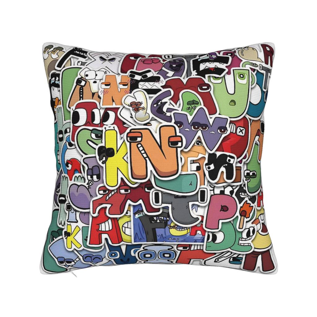 Alphabets English Cartoon Lores Pillowcase Soft Polyester Cushion Cover Villain Letters Throw Pillow Case Cover Seater Zipper