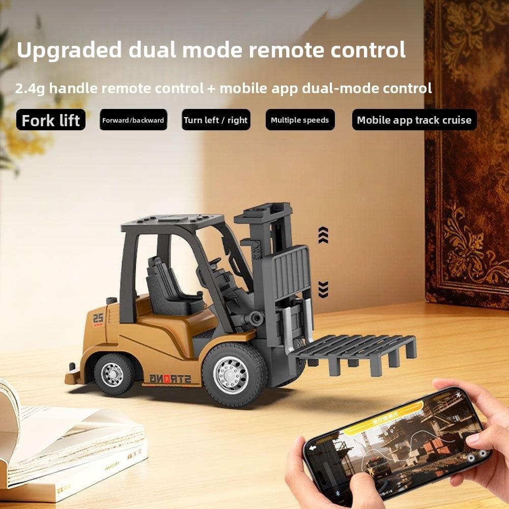 Мини-игрушка из сплава 2-в-1 для рабочего стола 1:64-канальный Bluetooth-пульт дистанционного управления вилочным погрузчиком с прицепом Рождественский Новогодний Подарок в Цветной Коробке