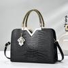 Crocodile Pattern Shiny Leather Shoulder Crossbody Handbag for Women