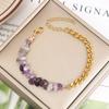 Summer Beach Holiday Stainless Steel Cuban Chain Crystal Crushed Natural Stone Bracelet for Women Trendy Fashion Jewelry