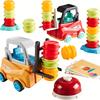 Материал Инженер Вилочный погрузчик Транспортная игра Развивающая игрушка-конструктор с грузовиком, штабелирование Сопоставление навыков