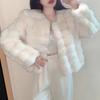Autumn Winter Ladies Faux Rabbit Fur Coat Women Long Sleeve Luxury Furry Jacket Outerwear