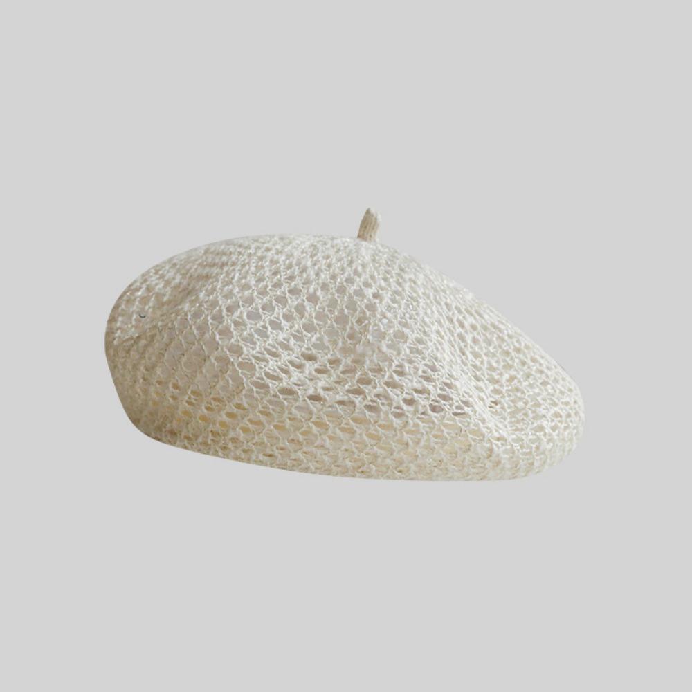 Solid Color Hollow Beret Hollow Knitted Pumpkin Hat Casual Painter Hat Women