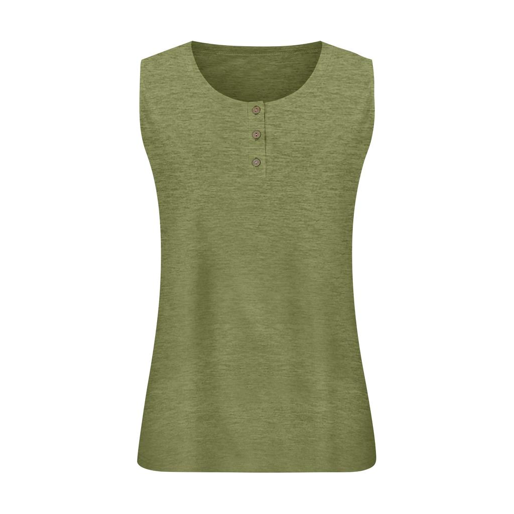 Women Summer Plus Size Sleeveless Casual Solid Color O-Neck T-Shirt Tops Blouse