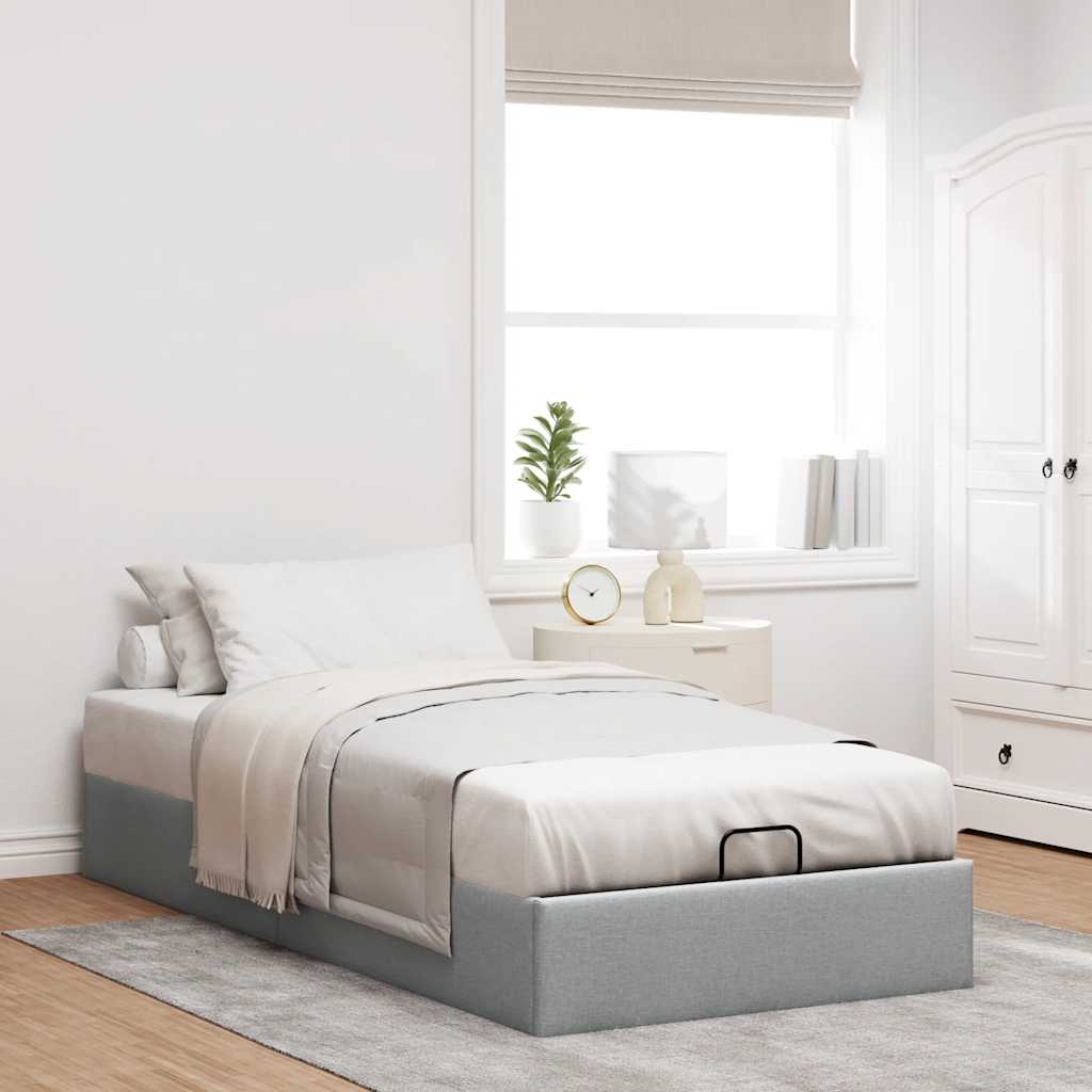 Ottoman Bed without Mattress Light Grey 90x200 cm Fabric