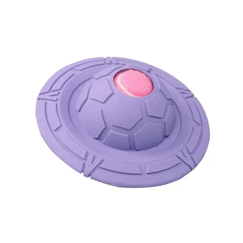 Interactive Natural Rubber Dog Toy Educational Training Anti-Bite Chew UFO Flying Saucer Movement Pet Accessories