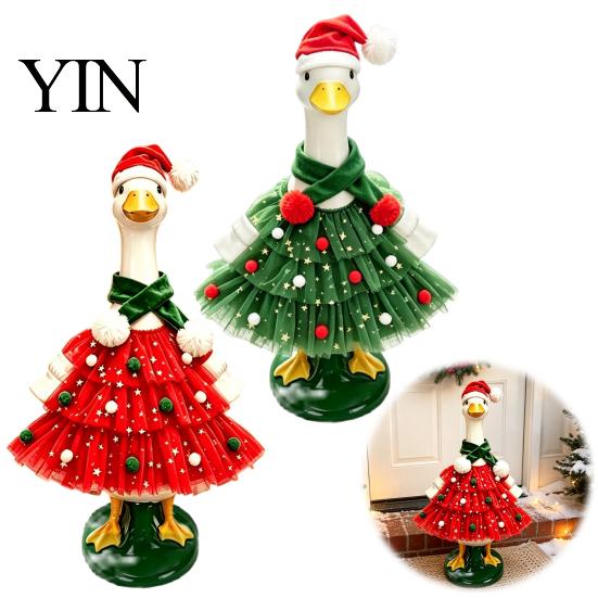 Holiday Porch Goose Clothes Christmas Outfit, Santa Dress with Plush Scarf And Decor for Garden Hat Apparel, Festive Winter Costume Outdoor Lawn Cute
