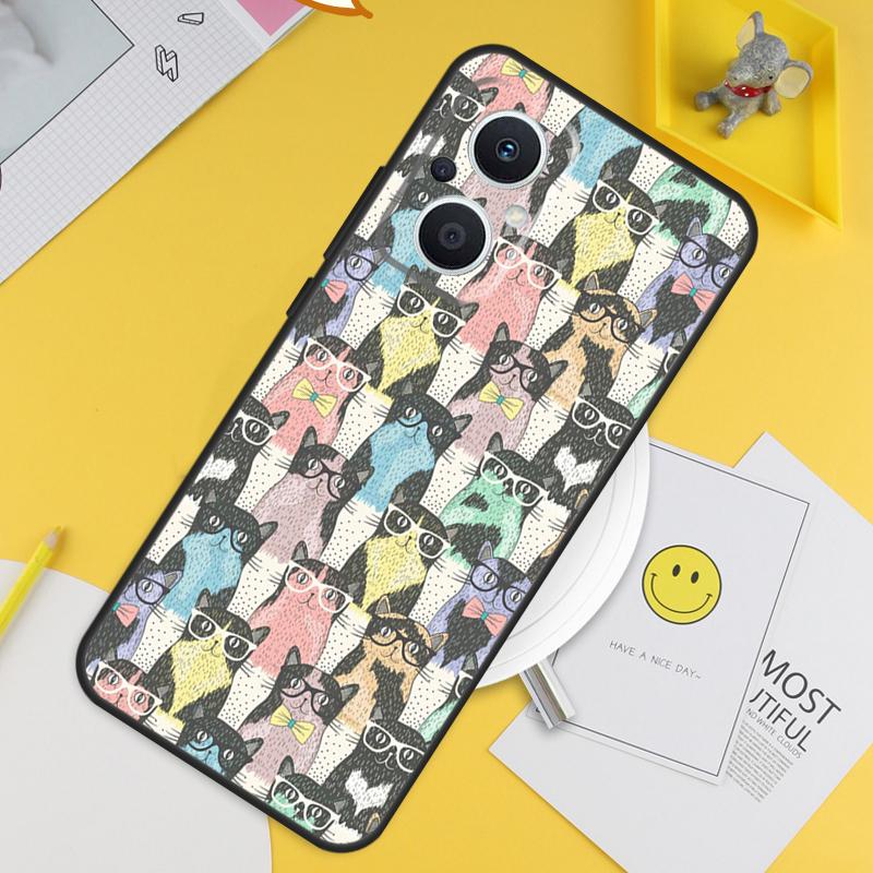 Забавный коллаж с кошками для OPPO Reno 13F 11F 12F 14F 10 11 12 13 14 Pro 8T 7 8 Lite OPPO Find X8 X6 X5 X9 Pro Чехол