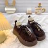 Ретро лоферы на шнуровке, увеличивающие рост, на небольшой платформе для женщин, осенняя новинка, повседневные, универсальные, на толстой подошве, обувь Бокен, одинарная обувь