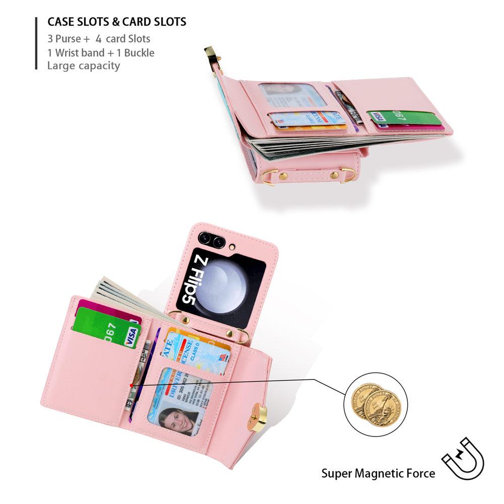 Чехол для Galaxy Z Flip 6 Двухцветный Любовное Сердце Кроссбоди Кошелек Отделение для Карт Чехол для Samsung Galazy Z Flip 5 Flip 6 4 3 Крышка